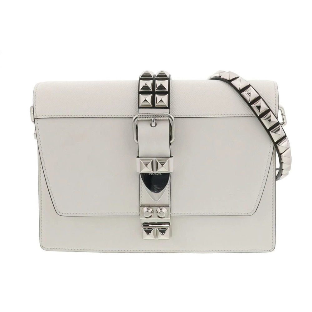 PRADA Electra Stud Shoulder Bag White A - Picture 1 of 6